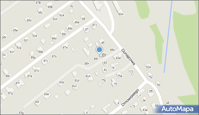 Nowy Sącz, Dunajcowa, 85e, mapa Nowego Sącza