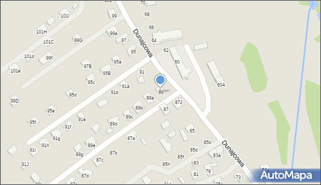 Nowy Sącz, Dunajcowa, 89, mapa Nowego Sącza