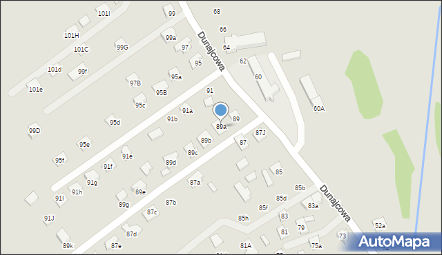 Nowy Sącz, Dunajcowa, 89a, mapa Nowego Sącza