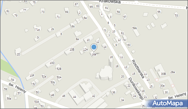 Nowy Sącz, Dunikowskiego Ksawerego, 14a, mapa Nowego Sącza