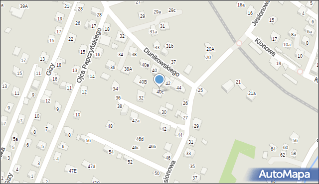 Nowy Sącz, Dunikowskiego Ksawerego, 40c, mapa Nowego Sącza