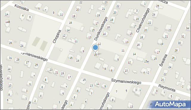 Olszewo-Borki, Dunikowskiego Ksawerego, 10, mapa Olszewo-Borki