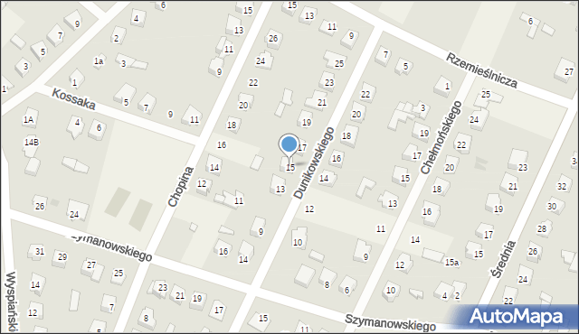 Olszewo-Borki, Dunikowskiego Ksawerego, 15, mapa Olszewo-Borki