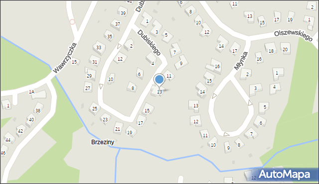 Olsztyn, Dubiskiego Józefa, 13, mapa Olsztyna