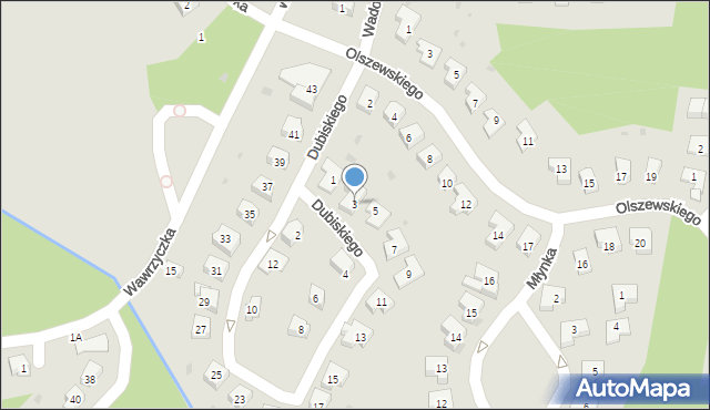 Olsztyn, Dubiskiego Józefa, 3, mapa Olsztyna