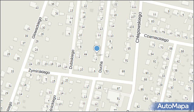 Ostrów Wielkopolski, Ducha Bronisława, gen., 3, mapa Ostrów Wielkopolski