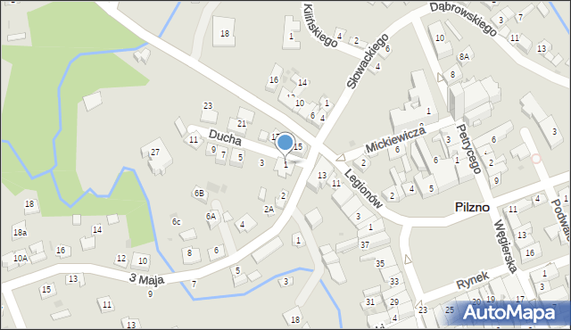 Pilzno, Ducha, 1, mapa Pilzno