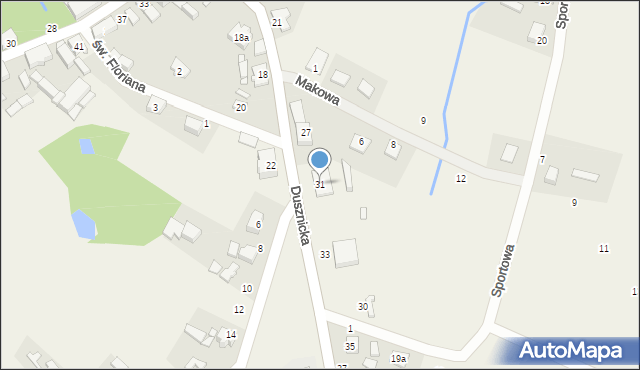 Podrzewie, Dusznicka, 31, mapa Podrzewie