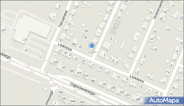 Poznań, Dunajecka, 1, mapa Poznania
