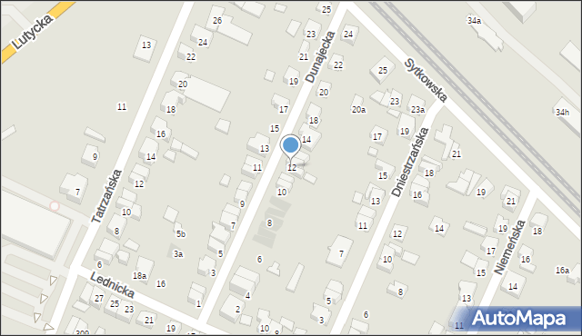 Poznań, Dunajecka, 12, mapa Poznania