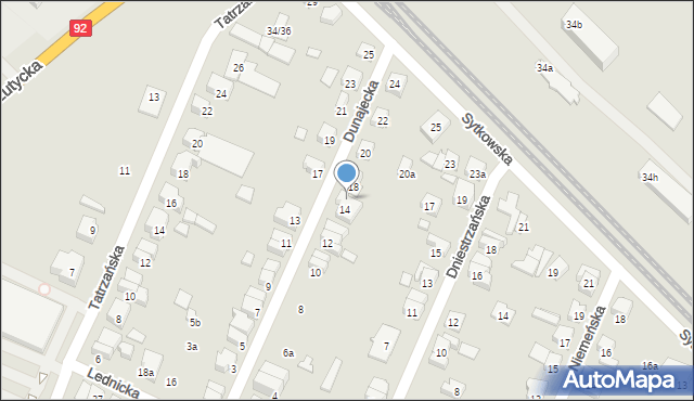 Poznań, Dunajecka, 16, mapa Poznania