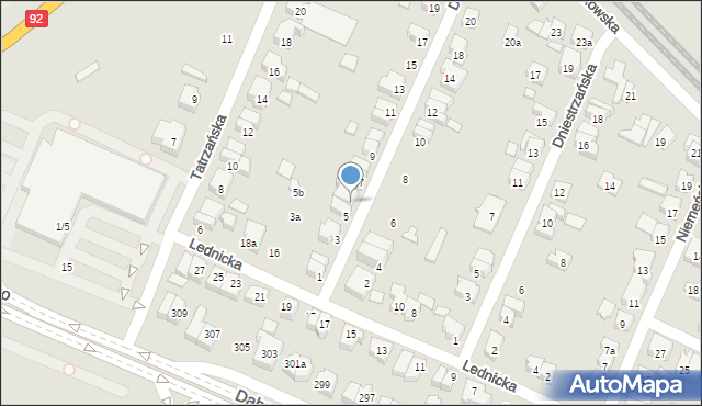 Poznań, Dunajecka, 5a, mapa Poznania