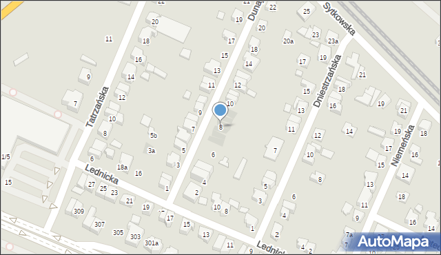 Poznań, Dunajecka, 8, mapa Poznania