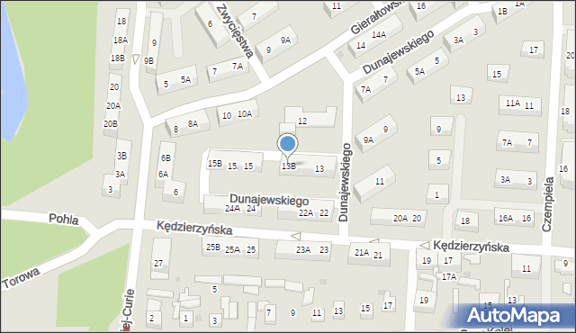 Ruda Śląska, Dunajewskiego, 13B, mapa Rudy Śląskiej