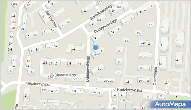 Ruda Śląska, Dunajewskiego, 9A, mapa Rudy Śląskiej