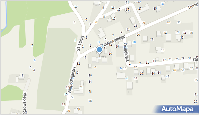 Rudawa, Dunajewskiego Albina, ks. kard., 4, mapa Rudawa