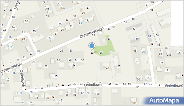 Rudawa, Dunajewskiego Albina, ks. kard., 44, mapa Rudawa