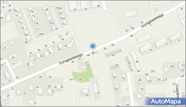 Rudawa, Dunajewskiego Albina, ks. kard., 50, mapa Rudawa