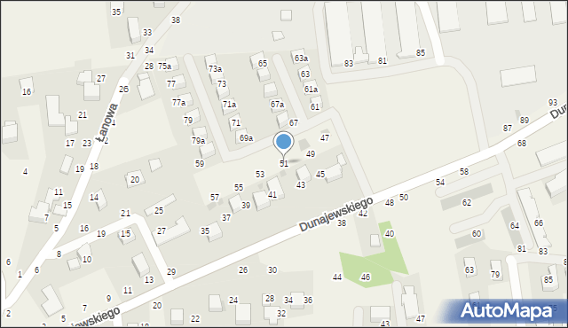 Rudawa, Dunajewskiego Albina, ks. kard., 51, mapa Rudawa