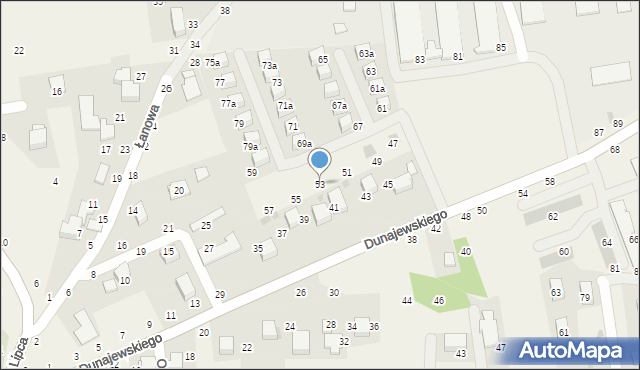 Rudawa, Dunajewskiego Albina, ks. kard., 53, mapa Rudawa