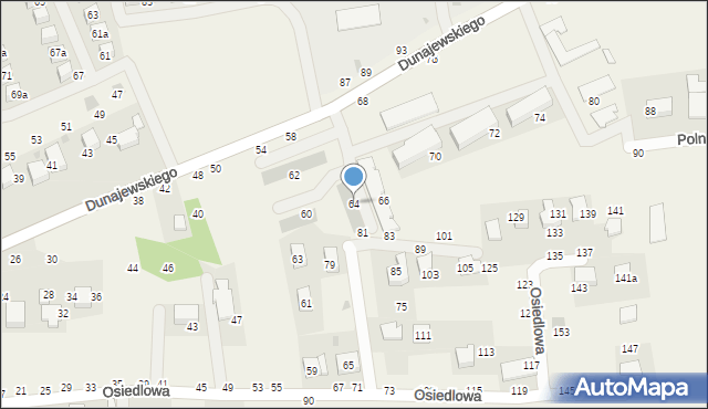 Rudawa, Dunajewskiego Albina, ks. kard., 64, mapa Rudawa