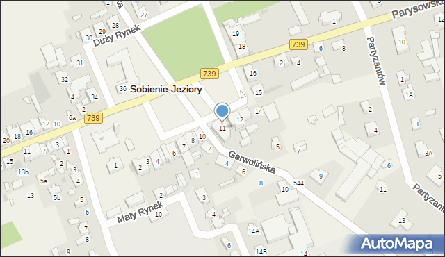 Sobienie-Jeziory, Duży Rynek, 11, mapa Sobienie-Jeziory