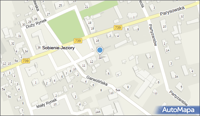 Sobienie-Jeziory, Duży Rynek, 14, mapa Sobienie-Jeziory