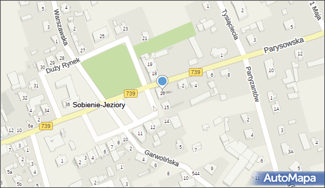 Sobienie-Jeziory, Duży Rynek, 16, mapa Sobienie-Jeziory