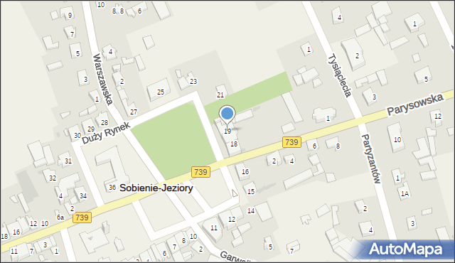 Sobienie-Jeziory, Duży Rynek, 19, mapa Sobienie-Jeziory