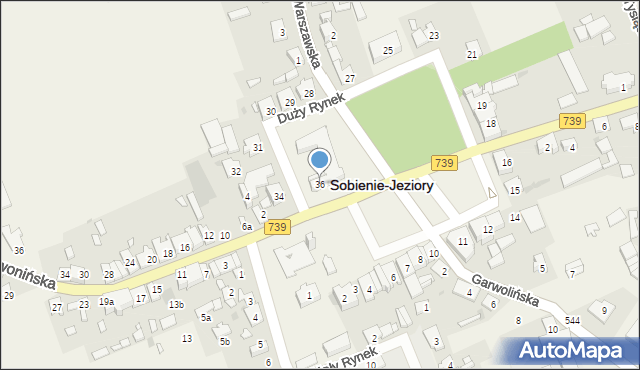 Sobienie-Jeziory, Duży Rynek, 36, mapa Sobienie-Jeziory