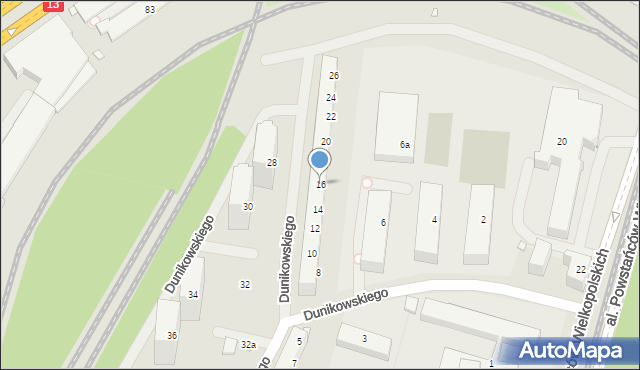 Szczecin, Dunikowskiego Ksawerego, 16, mapa Szczecina