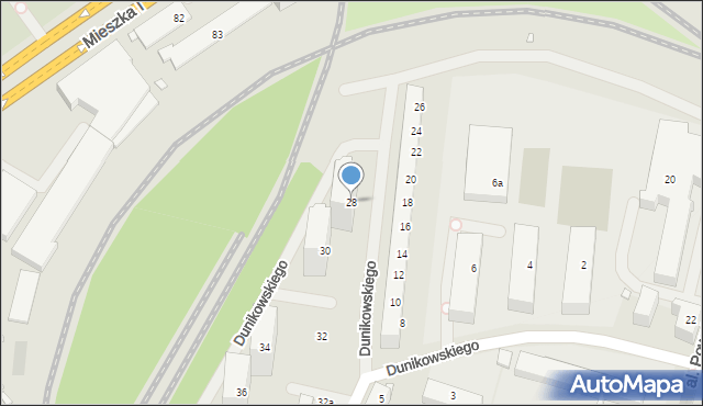 Szczecin, Dunikowskiego Ksawerego, 28, mapa Szczecina