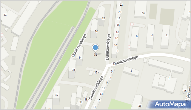 Szczecin, Dunikowskiego Ksawerego, 32, mapa Szczecina