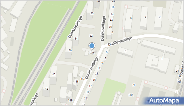 Szczecin, Dunikowskiego Ksawerego, 32a, mapa Szczecina