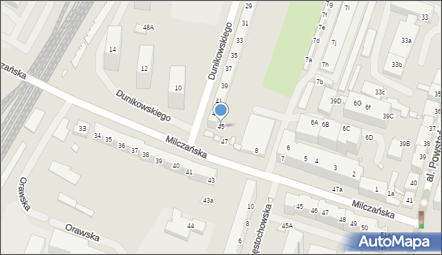 Szczecin, Dunikowskiego Ksawerego, 45, mapa Szczecina