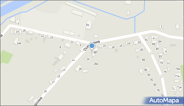 Tarnów, Dunajcowa, 22a, mapa Tarnów