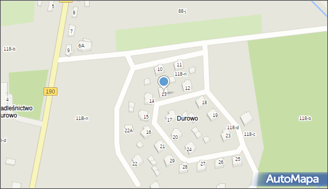 Wągrowiec, Durowo, 13, mapa Wągrowiec