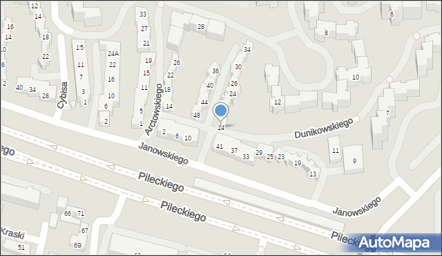 Warszawa, Dunikowskiego Ksawerego, 14, mapa Warszawy