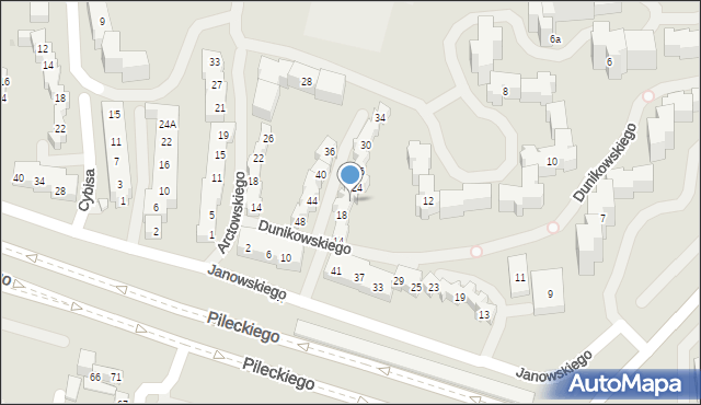 Warszawa, Dunikowskiego Ksawerego, 22, mapa Warszawy