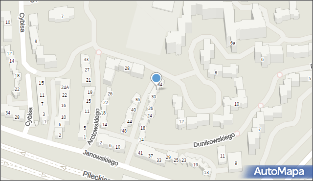 Warszawa, Dunikowskiego Ksawerego, 32, mapa Warszawy