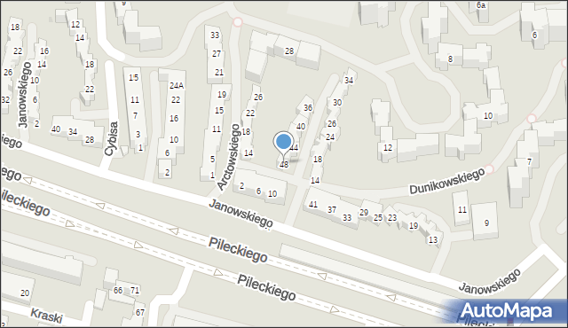 Warszawa, Dunikowskiego Ksawerego, 48, mapa Warszawy