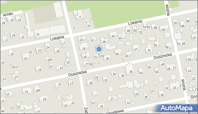 Warszawa, Dusznicka, 33, mapa Warszawy