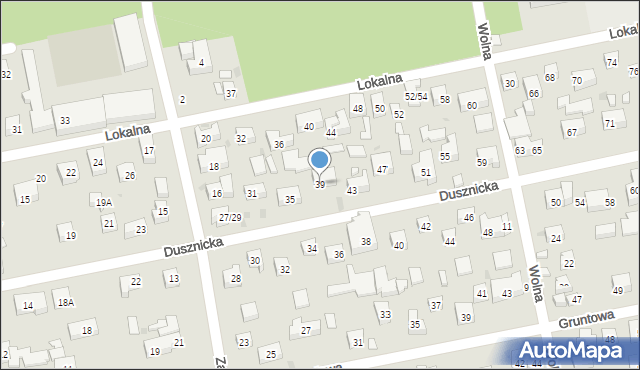 Warszawa, Dusznicka, 39, mapa Warszawy