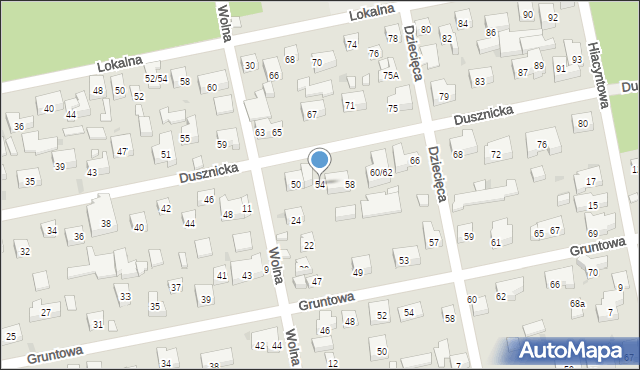 Warszawa, Dusznicka, 54, mapa Warszawy