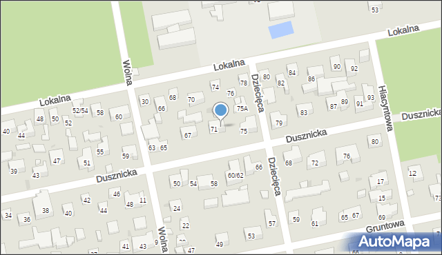 Warszawa, Dusznicka, 73, mapa Warszawy