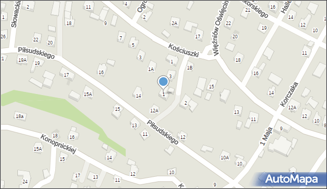 Wilamowice, Dunata Józefa, 1, mapa Wilamowice