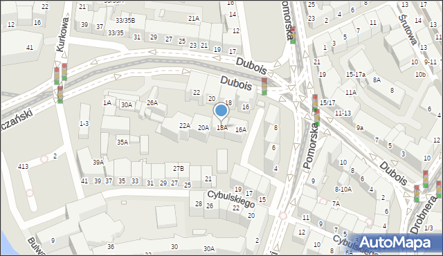 Wrocław, Dubois Stanisława, 18A, mapa Wrocławia