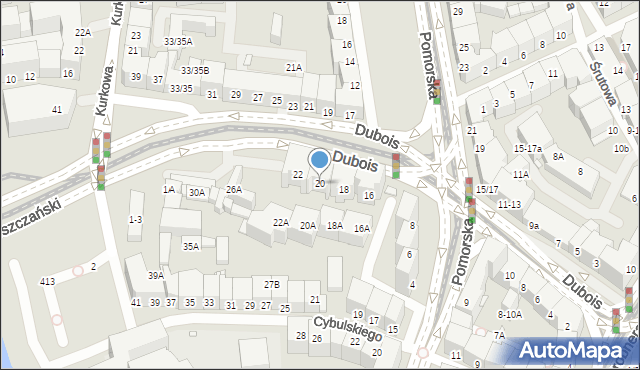 Wrocław, Dubois Stanisława, 20, mapa Wrocławia