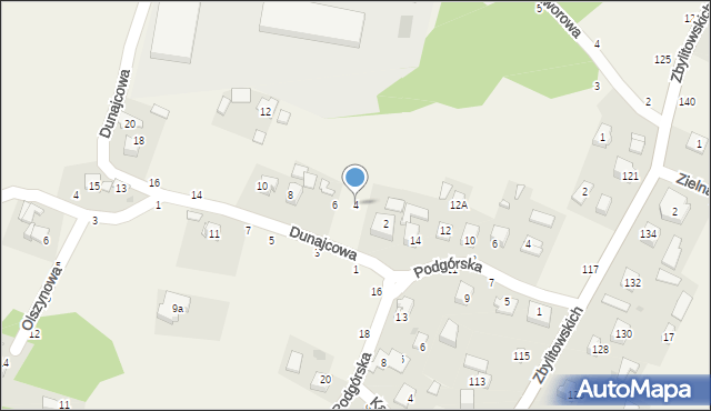 Zbylitowska Góra, Dunajcowa, 4, mapa Zbylitowska Góra