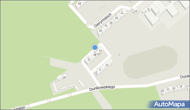 Zielona Góra, Dunikowskiego Ksawerego, 18, mapa Zielona Góra